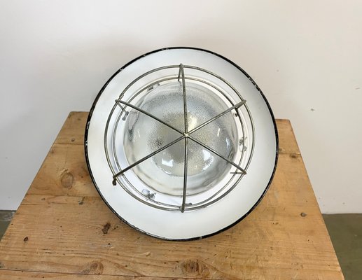 Industrial Black Enamel Factory Pendant Lamp, 1960s-CGF-1057192