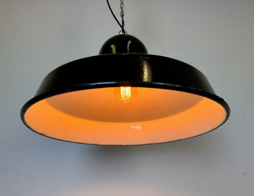 Industrial Black Enamel Factory Pendant Lamp, 1960s-CGF-1757946