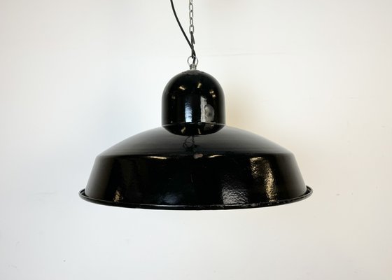 Industrial Black Enamel Factory Pendant Lamp, 1960s-CGF-1757946