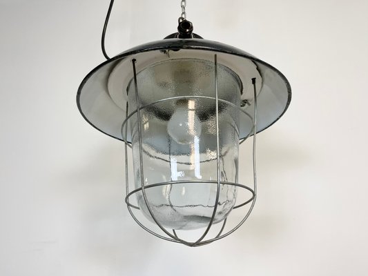 Industrial Black Enamel Factory Pendant Lamp, 1960s-CGF-1057192