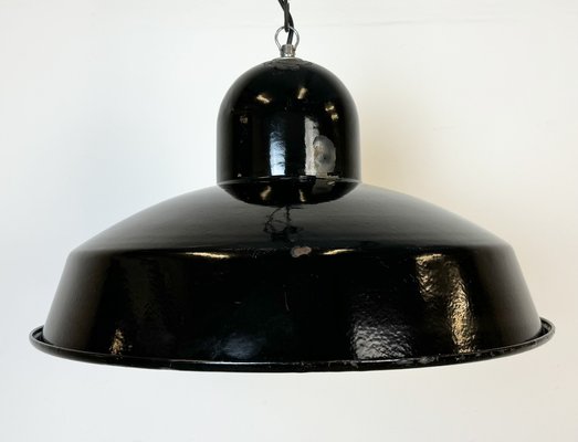 Industrial Black Enamel Factory Pendant Lamp, 1960s-CGF-1757946