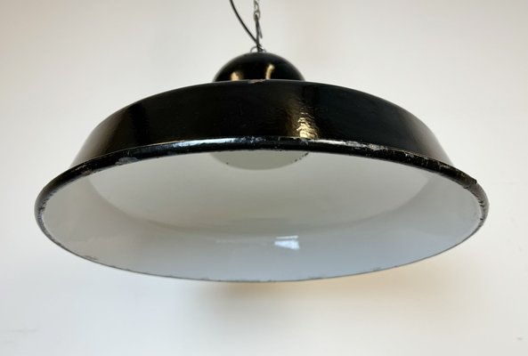 Industrial Black Enamel Factory Pendant Lamp, 1960s-CGF-1757946