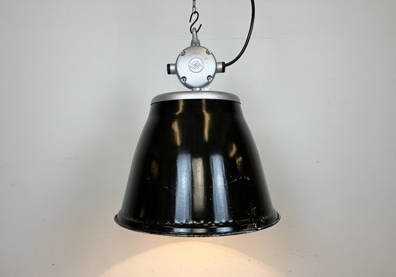 Industrial Black Enamel Factory Pendant Lamp from Elektrosvit, 1960s-CGF-1703543