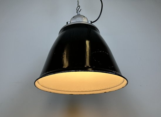 Industrial Black Enamel Factory Pendant Lamp from Elektrosvit, 1960s-CGF-1703543