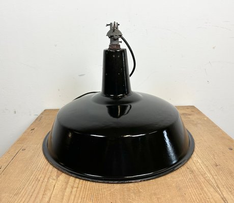 Industrial Black Enamel Hanging Lamp from Reluma, 1950s-CGF-1440518