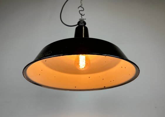 Industrial Black Enamel Hanging Lamp from Reluma, 1950s-CGF-1440518