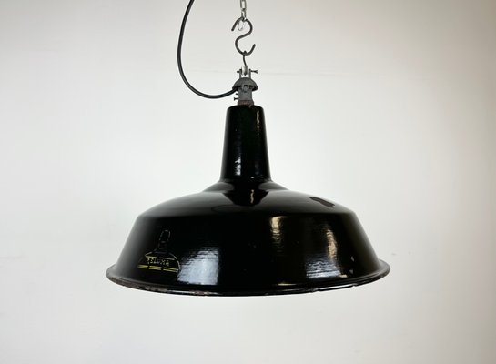 Industrial Black Enamel Hanging Lamp from Reluma, 1950s-CGF-1440518