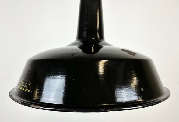 Industrial Black Enamel Hanging Lamp from Reluma, 1950s-CGF-1440518