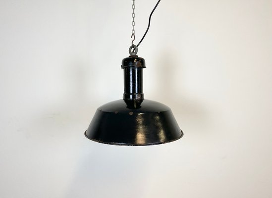 Industrial Black Enamel Pendant Lamp, 1930s-CGF-870407