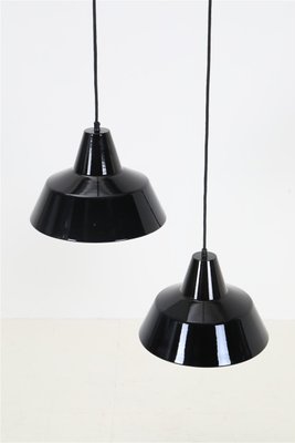 Industrial Black Enamel Pendant Lamps by Louis Poulsen, 1960s, Set of 2-NIX-2017581