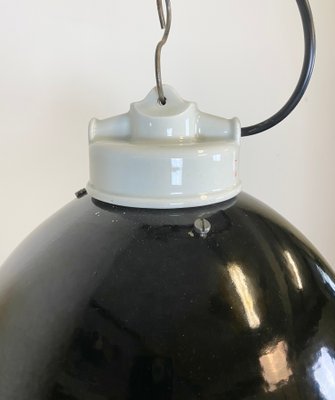 Industrial Black Enamel & Porcelain Ceiling Lamp, 1950s-CGF-847151