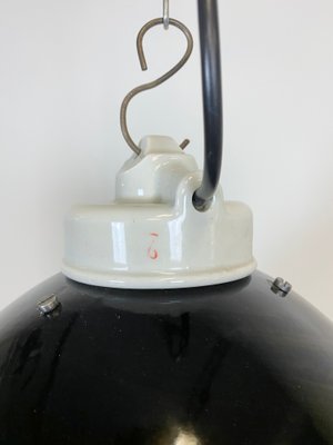 Industrial Black Enamel & Porcelain Ceiling Lamp, 1950s-CGF-847151