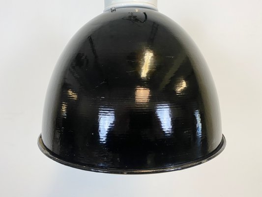 Industrial Black Enamel & Porcelain Ceiling Lamp, 1950s-CGF-847151