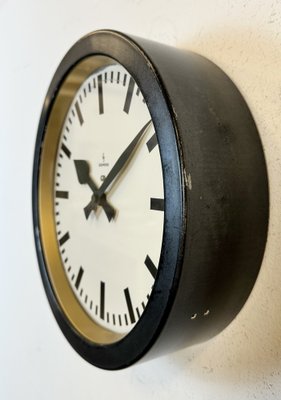 Industrial Black Factory Wall Clock from Siemens, 1950s-CGF-1757925