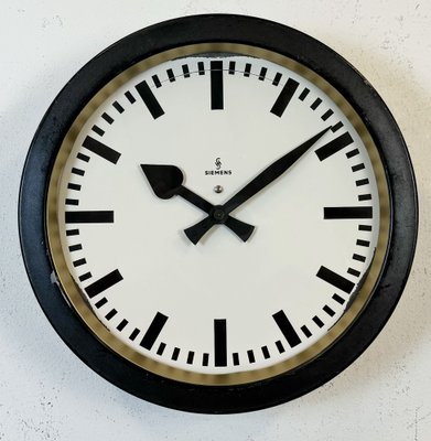 Industrial Black Factory Wall Clock from Siemens, 1950s-CGF-1757925