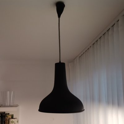 Industrial Black Metal Hanging Pendant Lamp, 1980s-SCS-1145202