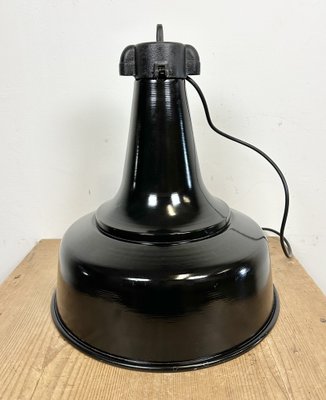 Industrial Black Pendant Factory Lamp with Cast Iron Top, 1970s-CGF-1747348