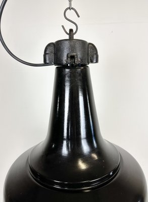 Industrial Black Pendant Factory Lamp with Cast Iron Top, 1970s-CGF-1747348