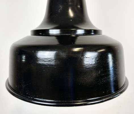 Industrial Black Pendant Factory Lamp with Cast Iron Top, 1970s-CGF-1747348