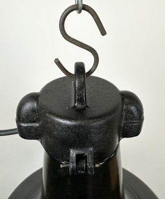 Industrial Black Pendant Factory Lamp with Cast Iron Top, 1970s-CGF-1747348