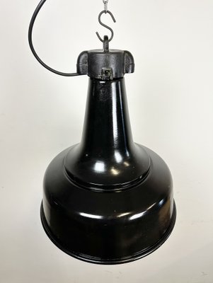 Industrial Black Pendant Factory Lamp with Cast Iron Top, 1970s-CGF-1747348