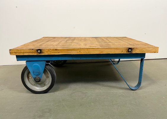 Industrial Blue Coffee Table Cart, 1960s-CGF-1363759