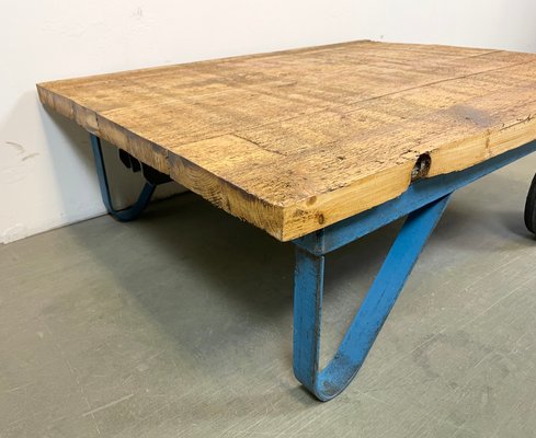 Industrial Blue Coffee Table Cart, 1960s-CGF-1363759