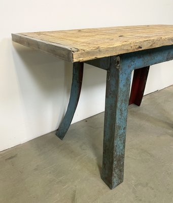 Industrial Blue Dining Table, 1960s-CGF-1068912