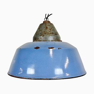 Industrial Blue Enamel and Cast Iron Pendant Light, 1960s-CGF-1720935