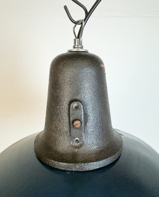 Industrial Blue Enamel Factory Lamp with Cast Iron Top, 1960s-CGF-1785047