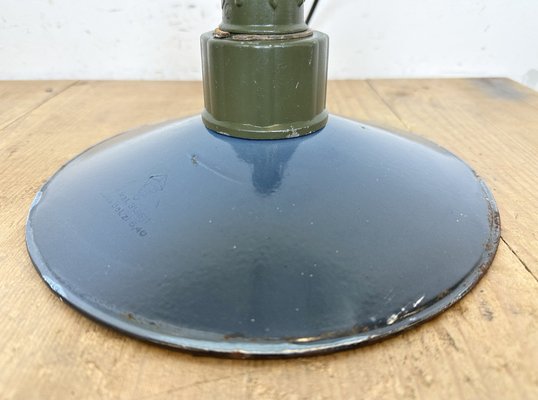 Industrial Blue Enamel Military Pendant Lamp with Cast Aluminium Top, 1960s-CGF-1703531