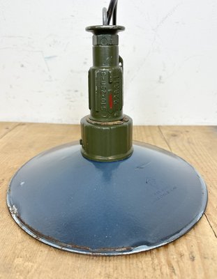 Industrial Blue Enamel Military Pendant Lamp with Cast Aluminium Top, 1960s-CGF-1703531