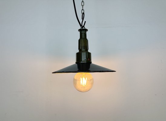 Industrial Blue Enamel Military Pendant Lamp with Cast Aluminium Top, 1960s-CGF-1703531