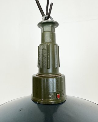 Industrial Blue Enamel Military Pendant Lamp with Cast Aluminium Top, 1960s-CGF-1703531