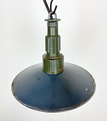 Industrial Blue Enamel Military Pendant Lamp with Cast Aluminium Top, 1960s-CGF-1703531