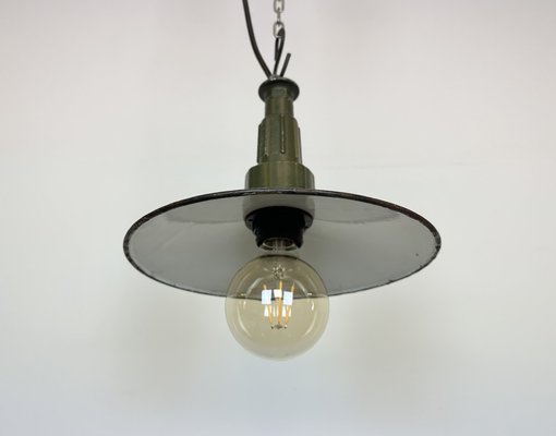 Industrial Blue Enamel Military Pendant Lamp with Cast Aluminium Top, 1960s-CGF-1703531