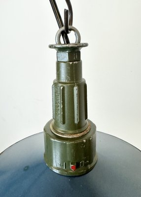 Industrial Blue Enamel Military Pendant Lamp with Cast Aluminium Top, 1960s-CGF-1703531