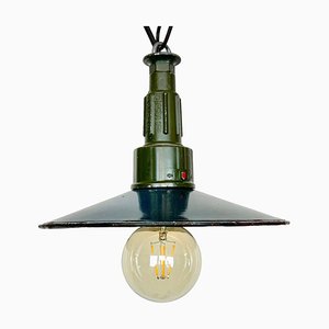 Industrial Blue Enamel Military Pendant Lamp with Cast Aluminium Top, 1960s-CGF-1703531