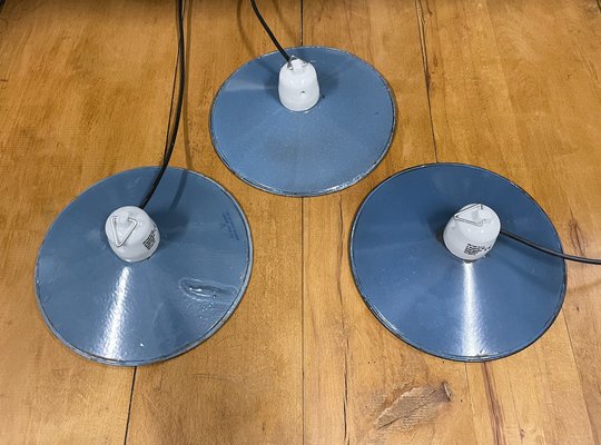 Industrial Blue Enamel Pendant Light, 1970s-CGF-1235551