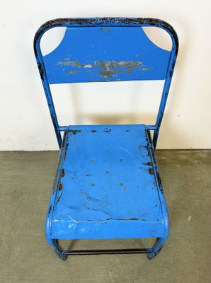 Industrial Blue Iron Chairs, 1950s, Set of 2-CGF-1767468