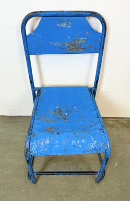 Industrial Blue Iron Chairs, 1950s, Set of 2-CGF-1767468