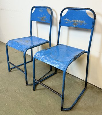 Industrial Blue Iron Chairs, 1950s, Set of 2-CGF-1767468