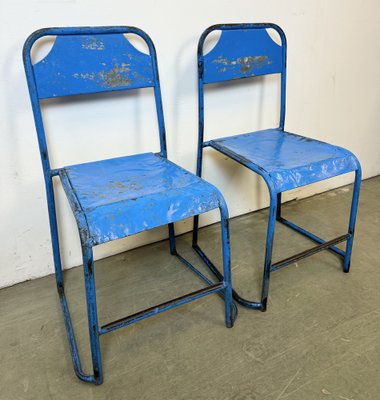 Industrial Blue Iron Chairs, 1950s, Set of 2-CGF-1767468