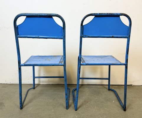 Industrial Blue Iron Chairs, 1950s, Set of 2-CGF-1767468