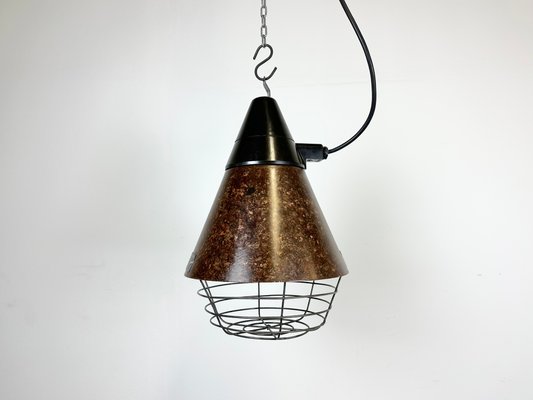 Industrial Brown Bakelite Pendant Light from VEB Narva, 1960s-CGF-1423061