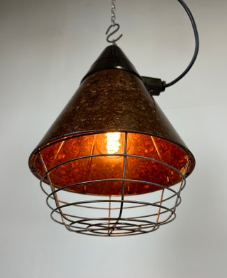 Industrial Brown Bakelite Pendant Light from VEB Narva, 1960s-CGF-1423061