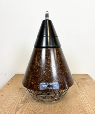 Industrial Brown Bakelite Pendant Light from VEB Narva, 1960s-CGF-1423061