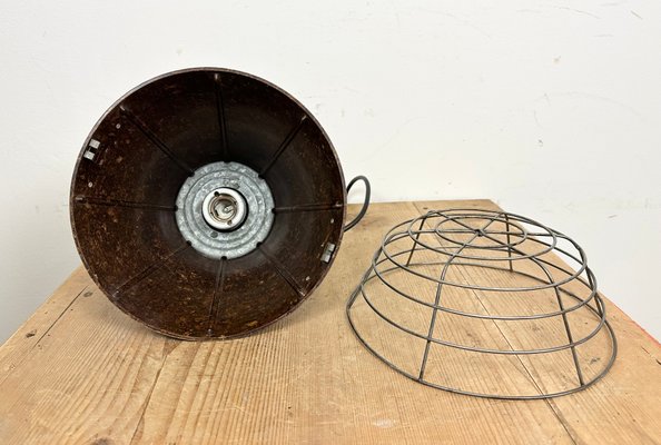 Industrial Brown Bakelite Pendant Light from VEB Narva, 1960s-CGF-1423061