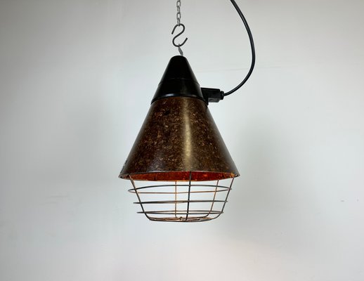 Industrial Brown Bakelite Pendant Light from VEB Narva, 1960s-CGF-1423061