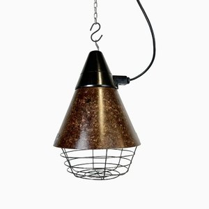 Industrial Brown Bakelite Pendant Light from VEB Narva, 1960s-CGF-1423061